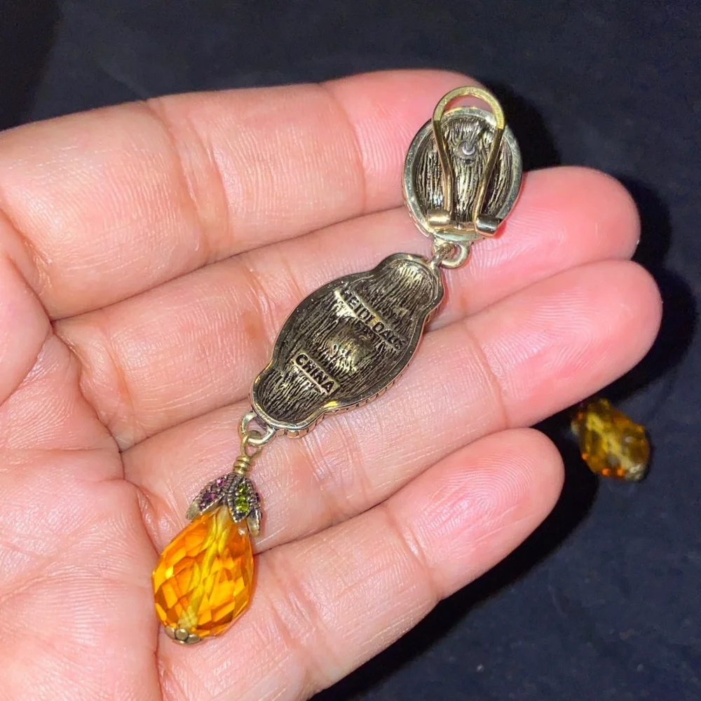 Heidi Daus Elegant Gold and Red Drop Earrings - Picture 3 of 7